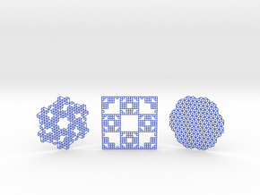 3 Geometric Coasters in Blue Smooth Versatile Plastic