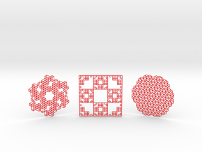 3 Geometric Coasters in Red Smooth Versatile Plastic