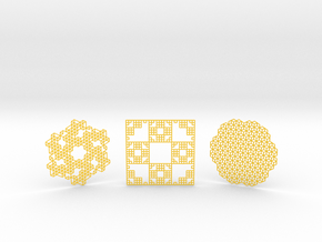 3 Geometric Coasters in Yellow Smooth Versatile Plastic