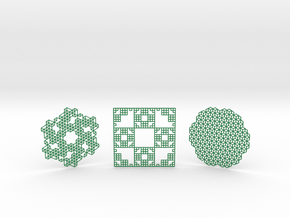3 Geometric Coasters in Green Smooth Versatile Plastic
