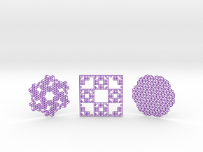 3 Geometric Coasters in Purple Smooth Versatile Plastic