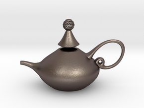 Decorative Teapot in Polished Bronzed-Silver Steel