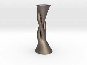 Vase Hlx1640 in Polished Bronzed-Silver Steel