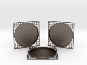 3 Semiwire Coasters in Polished Bronzed-Silver Steel
