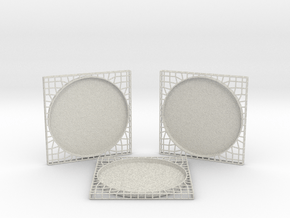 3 Semiwire Coasters in Natural Full Color Nylon 12 (MJF)