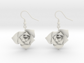 Rose Earrings in White Natural Versatile Plastic