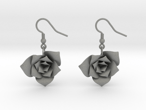 Rose Earrings in Gray PA12 Glass Beads