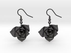 Rose Earrings in Dark Gray PA12 Glass Beads