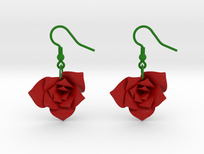 Rose Earrings in Natural Full Color Nylon 12 (MJF)