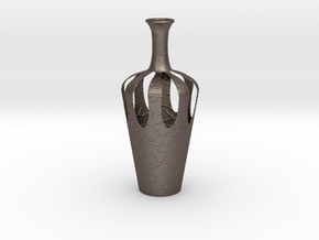 Vase 1155 in Polished Bronzed-Silver Steel