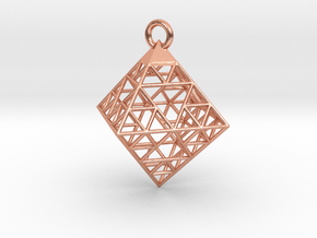 Wire Sierpinski Octahedron Pendant in Natural Copper