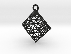 Wire Sierpinski Octahedron Pendant in Black Smooth Versatile Plastic