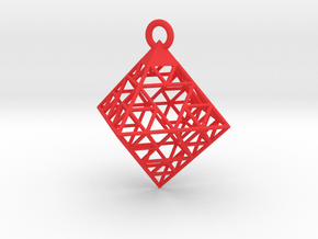 Wire Sierpinski Octahedron Pendant in Red Smooth Versatile Plastic