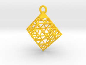 Wire Sierpinski Octahedron Pendant in Yellow Smooth Versatile Plastic