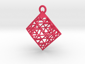 Wire Sierpinski Octahedron Pendant in Pink Smooth Versatile Plastic