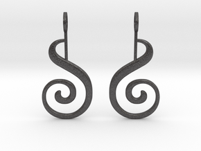 Spiral Earrings in Dark Gray PA12 Glass Beads