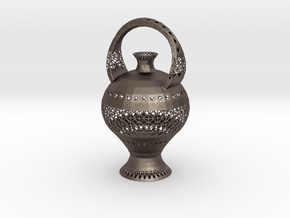 Vase 1427Bj in Polished Bronzed-Silver Steel