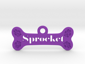 Customizable Dog Pendant in Purple Smooth Versatile Plastic