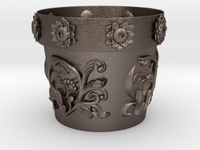 Planter (downloadable) in Polished Bronzed-Silver Steel