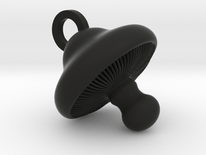 Little Mushroom Pendant in Black Smooth Versatile Plastic