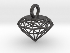 Wire Diamond Pendant in Dark Gray PA12 Glass Beads