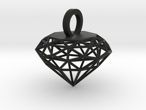 Wire Diamond Pendant in Black Smooth PA12