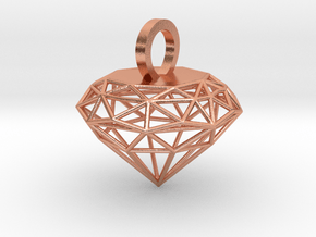 Wire Diamond Pendant in Natural Copper