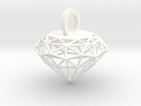 Wire Diamond Pendant in White Smooth Versatile Plastic