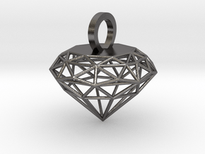Wire Diamond Pendant in Processed Stainless Steel 316L (BJT)