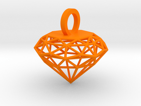 Wire Diamond Pendant in Orange Smooth Versatile Plastic