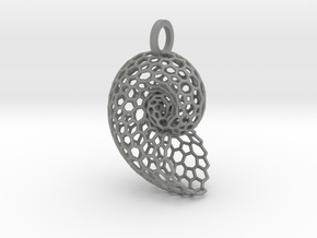Voronoi Shell Pendant in Gray PA12 Glass Beads