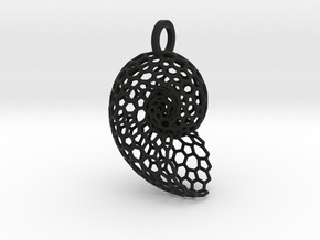 Voronoi Shell Pendant in Black Smooth PA12