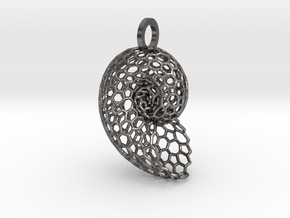 Voronoi Shell Pendant in Processed Stainless Steel 316L (BJT)