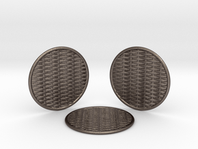 3 Braided Coasters  in Polished Bronzed-Silver Steel