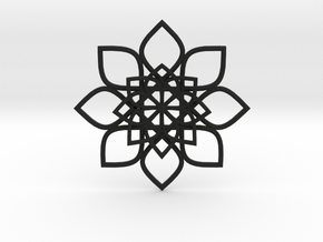 Hypatia's Flower Pendant in Black Smooth Versatile Plastic