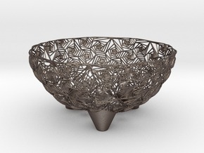 Fruit Bowl in Polished Bronzed-Silver Steel
