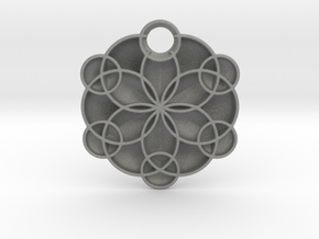 Geoflower Pendant in Gray PA12 Glass Beads
