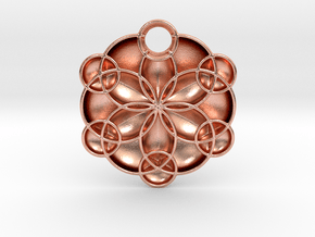 Geoflower Pendant in Natural Copper