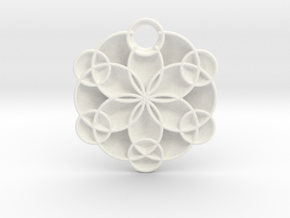 Geoflower Pendant in White Smooth Versatile Plastic