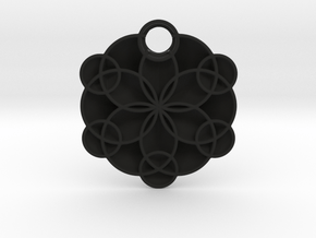 Geoflower Pendant in Black Smooth Versatile Plastic