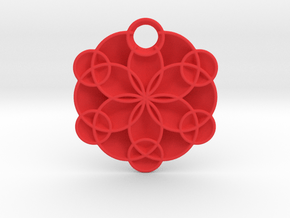 Geoflower Pendant in Red Smooth Versatile Plastic