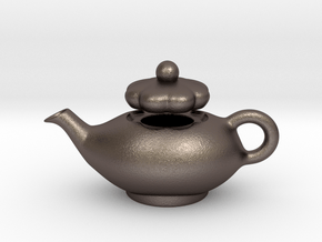 Decorative Teapot in Polished Bronzed-Silver Steel