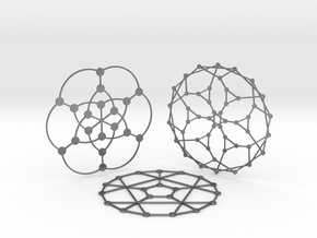 3 Math Graph Coasters in Processed Stainless Steel 17-4PH (BJT)