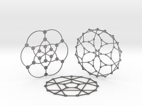 3 Math Graph Coasters in Processed Stainless Steel 316L (BJT)
