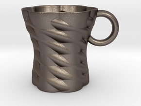 Decorative Mug in Polished Bronzed-Silver Steel