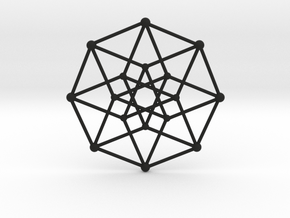 Hypercube Star Pendant in Black Smooth Versatile Plastic