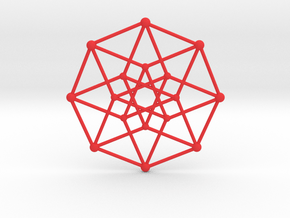 Hypercube Star Pendant in Red Smooth Versatile Plastic