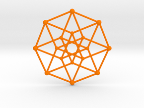 Hypercube Star Pendant in Orange Smooth Versatile Plastic