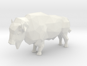 Low-Poly Bison in White Natural Versatile Plastic