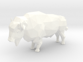 Low-Poly Bison in White Smooth Versatile Plastic